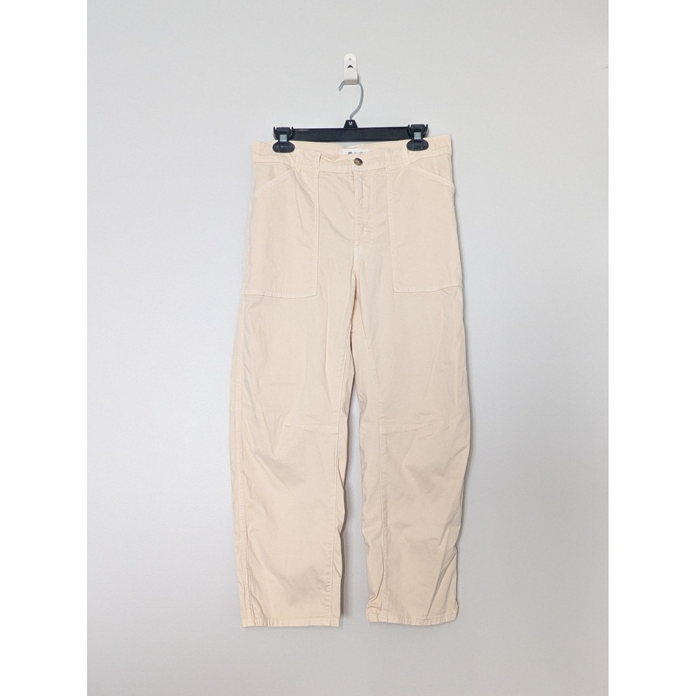 Madewell Darted Barrel-Leg Pant Cream EUC 27 Wide Leg Utility Coastal Minimal